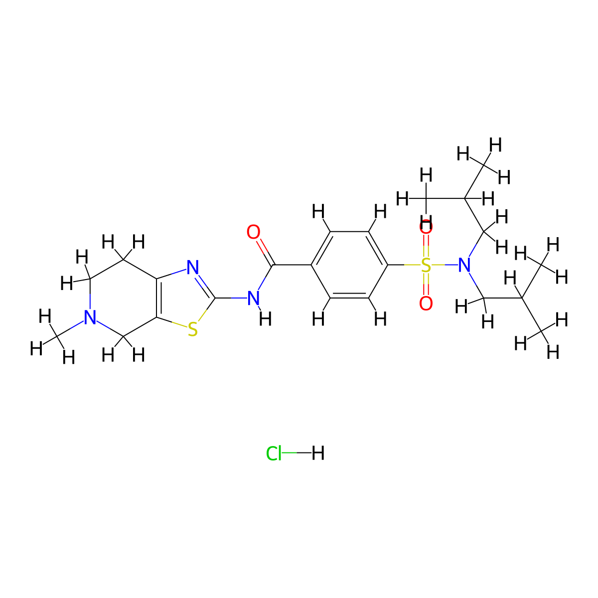 4-(N,N-diisobutylsulfamoyl)-N-(5-methyl-4,5,6,7-tetrahydrothiazolo[5,4-c]pyridin-2-yl)benzamide hydrochloride molecular structure, CAS 1189690-44-5