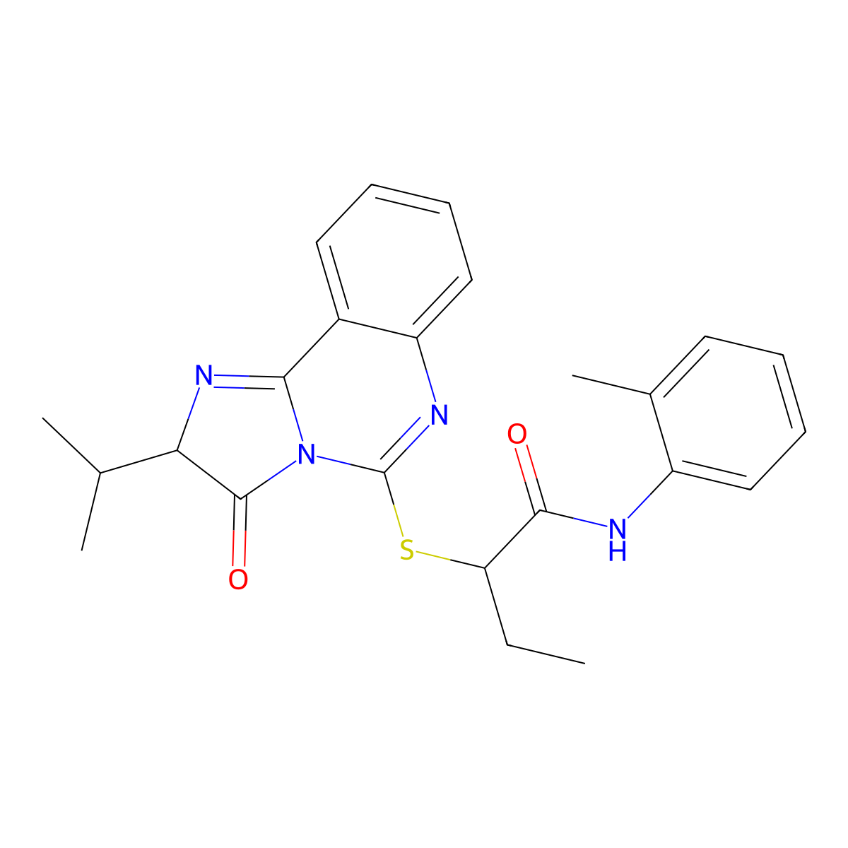 2-((2-isopropyl-3-oxo-2,3-dihydroimidazo[1,2-c]quinazolin-5-yl)thio)-N-(o-tolyl)butanamide molecular structure, CAS 1189690-77-4