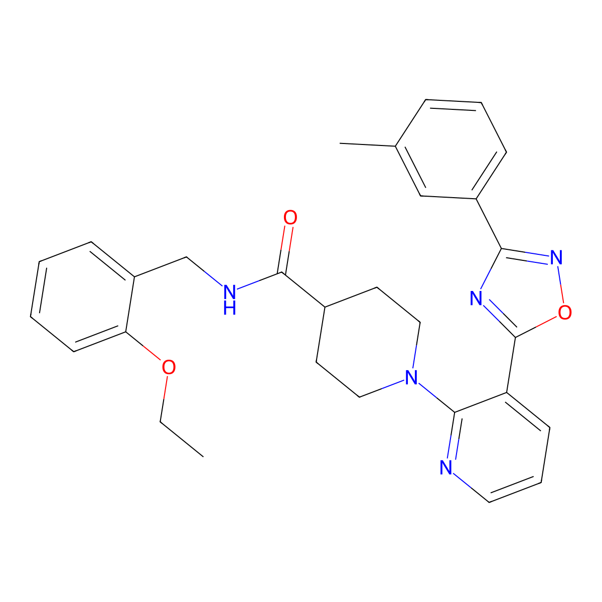 N-[(2-ethoxyphenyl)methyl]-1-{3-[3-(3-methylphenyl)-1,2,4-oxadiazol-5-yl]pyridin-2-yl}piperidine-4-carboxamide molecular structure, CAS 1189691-04-0