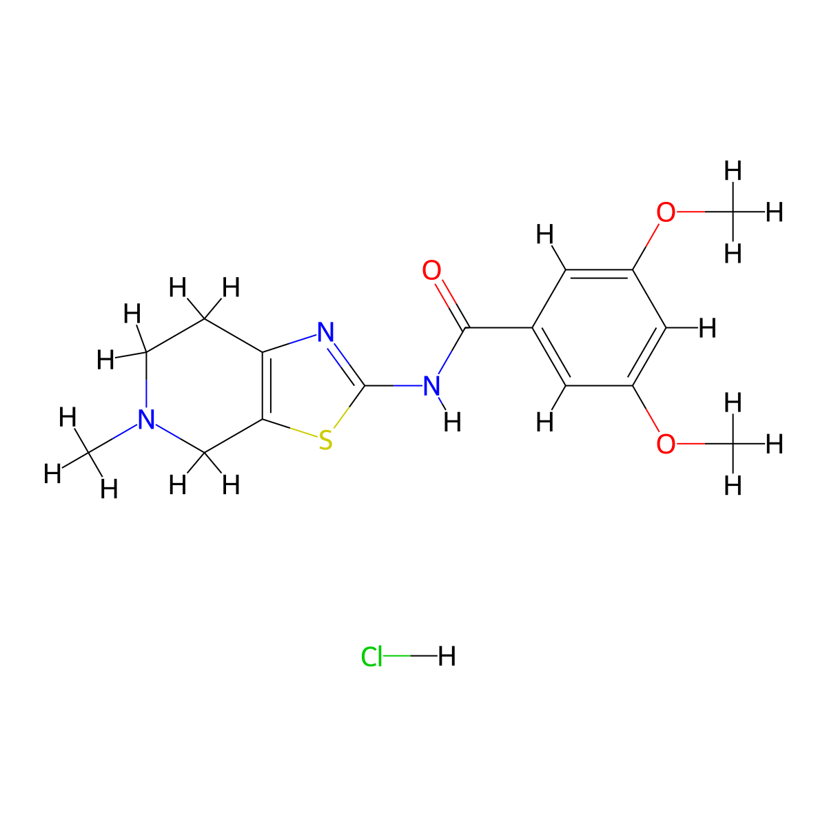 3,5-dimethoxy-N-(5-methyl-4,5,6,7-tetrahydrothiazolo[5,4-c]pyridin-2-yl)benzamide hydrochloride molecular structure, CAS 1189691-09-5