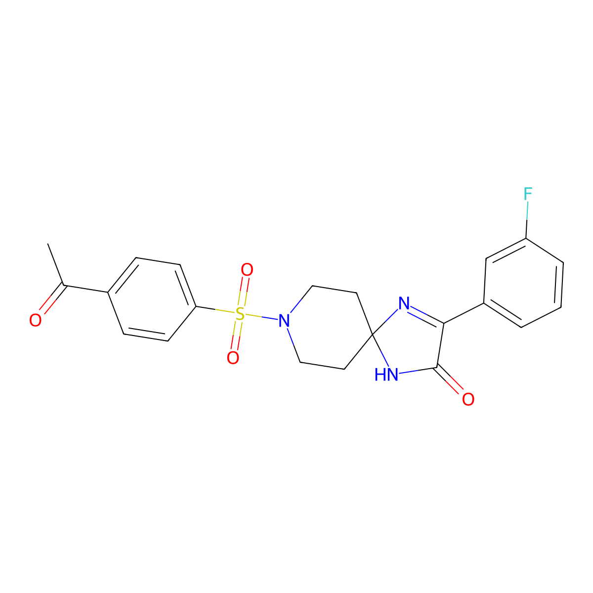 8-((4-Acetylphenyl)sulfonyl)-3-(3-fluorophenyl)-1,4,8-triazaspiro[4.5]dec-3-en-2-one molecular structure, CAS 1189691-59-5