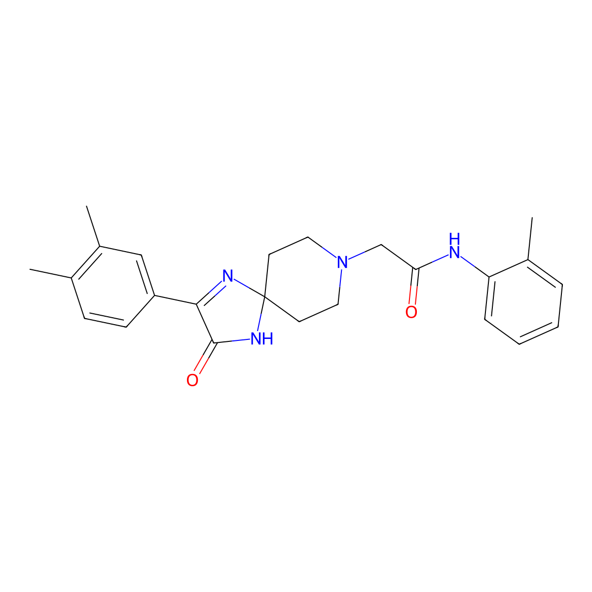 2-[2-(3,4-dimethylphenyl)-3-oxo-1,4,8-triazaspiro[4.5]dec-1-en-8-yl]-N-(2-methylphenyl)acetamide molecular structure, CAS 1189692-48-5