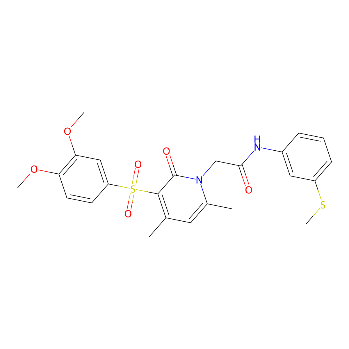 2-(3-((3,4-dimethoxyphenyl)sulfonyl)-4,6-dimethyl-2-oxopyridin-1(2H)-yl)-N-(3-(methylthio)phenyl)acetamide molecular structure, CAS 1189692-70-3