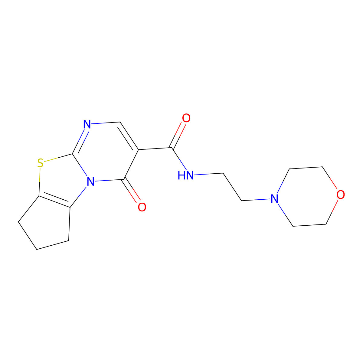 N-(2-morpholinoethyl)-4-oxo-4,6,7,8-tetrahydrocyclopenta[4,5]thiazolo[3,2-a]pyrimidine-3-carboxamide molecular structure, CAS 1189693-19-3