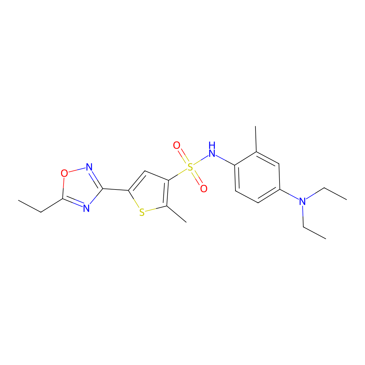 N-[4-(diethylamino)-2-methylphenyl]-5-(5-ethyl-1,2,4-oxadiazol-3-yl)-2-methylthiophene-3-sulfonamide molecular structure, CAS 1189693-24-0