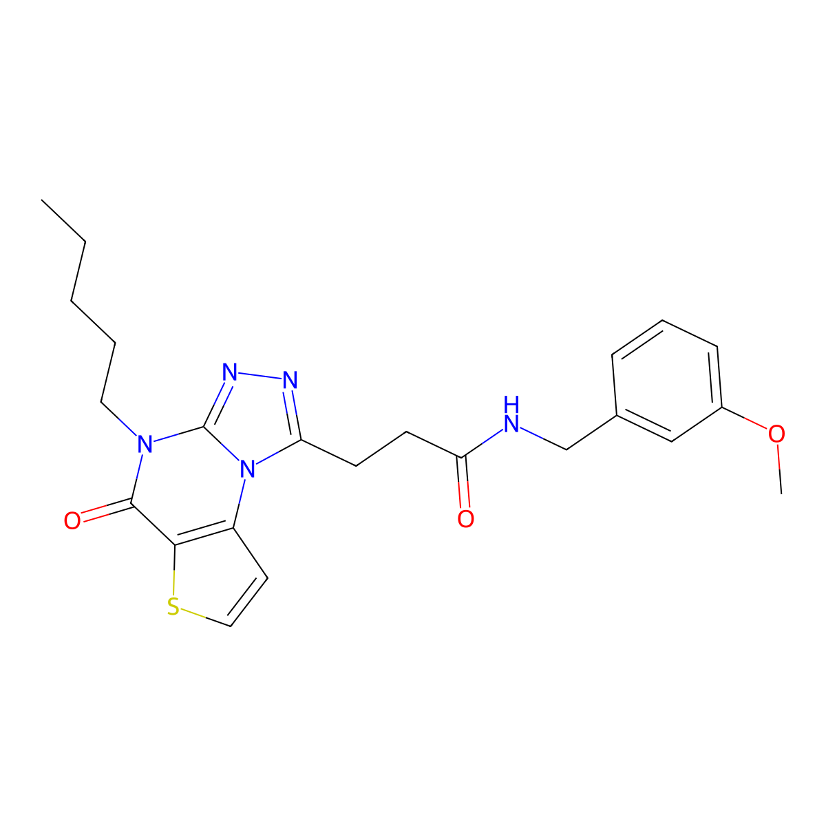 N-(3-methoxybenzyl)-3-(5-oxo-4-pentyl-4,5-dihydrothieno[2,3-e][1,2,4]triazolo[4,3-a]pyrimidin-1-yl)propanamide molecular structure, CAS 1189693-53-5