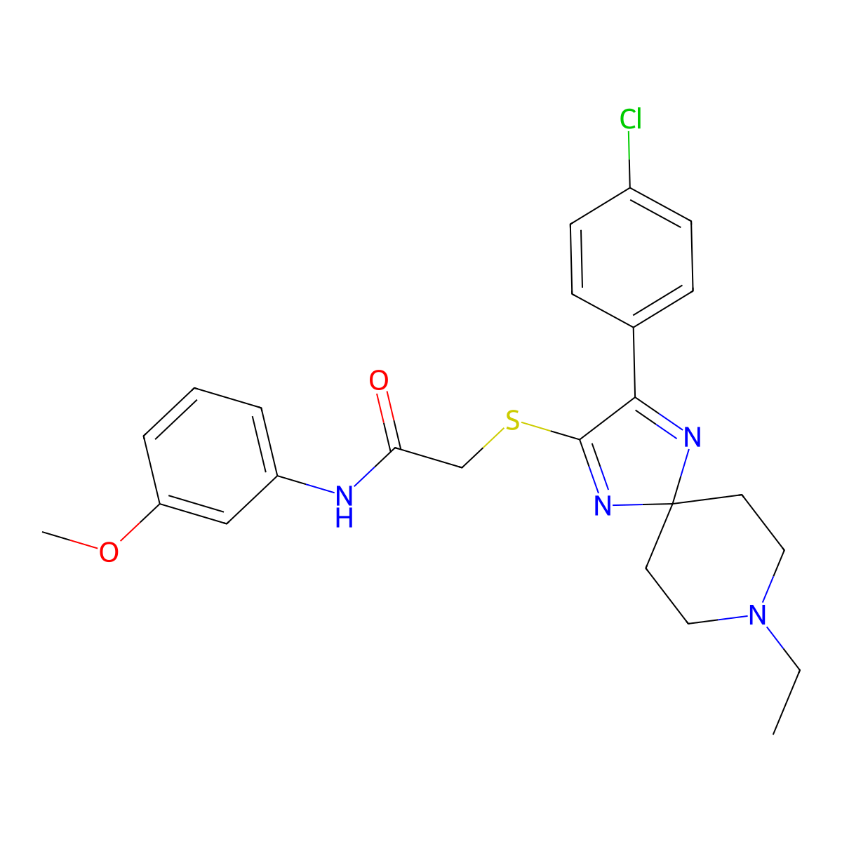 2-((3-(4-chlorophenyl)-8-ethyl-1,4,8-triazaspiro[4.5]deca-1,3-dien-2-yl)thio)-N-(3-methoxyphenyl)acetamide molecular structure, CAS 1189693-69-3