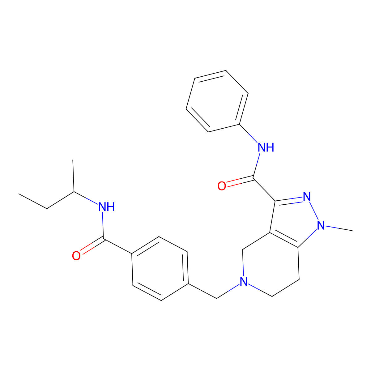5-({4-[(Butan-2-YL)carbamoyl]phenyl}methyl)-1-methyl-N-phenyl-1H,4H,5H,6H,7H-pyrazolo[4,3-C]pyridine-3-carboxamide molecular structure, CAS 1189693-81-9