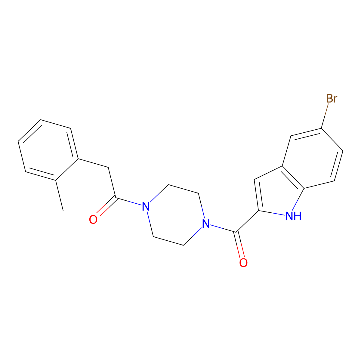 1-[4-(5-Bromo-1H-indole-2-carbonyl)piperazin-1-YL]-2-(2-methylphenyl)ethanone molecular structure, CAS 1189693-98-8