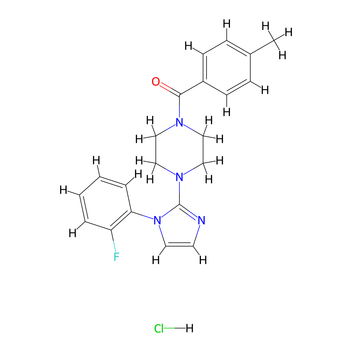 (4-(1-(2-fluorophenyl)-1H-imidazol-2-yl)piperazin-1-yl)(p-tolyl)methanone hydrochloride molecular structure, CAS 1189694-33-4