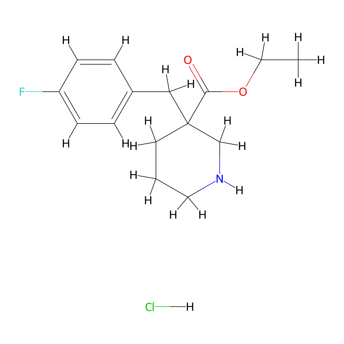 Ethyl 3-(4-fluorobenzyl)piperidine-3-carboxylate hcl molecular structure, CAS 1189694-37-8