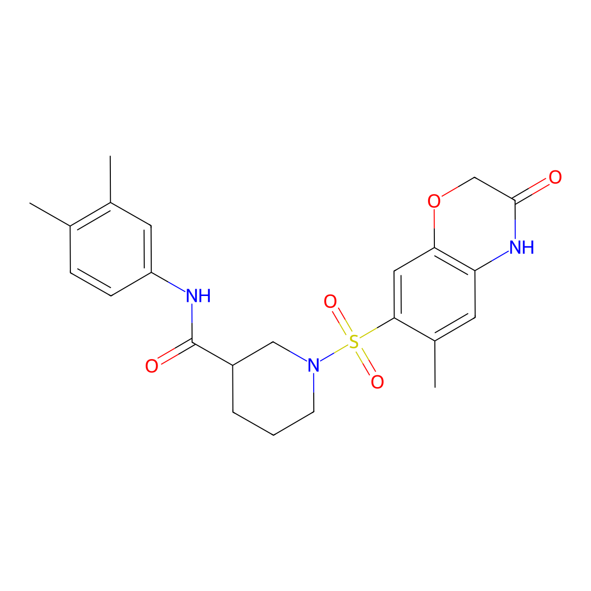 N-(3,4-dimethylphenyl)-1-[(6-methyl-3-oxo-3,4-dihydro-2H-1,4-benzoxazin-7-yl)sulfonyl]piperidine-3-carboxamide molecular structure, CAS 1189694-38-9