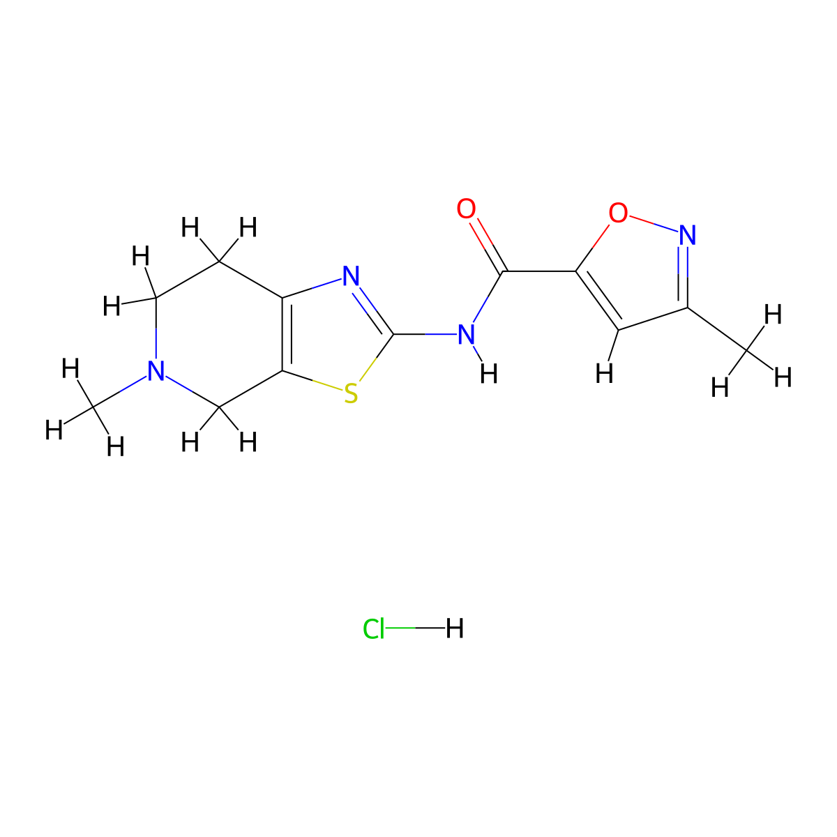 3-methyl-N-(5-methyl-4,5,6,7-tetrahydrothiazolo[5,4-c]pyridin-2-yl)isoxazole-5-carboxamide hydrochloride molecular structure, CAS 1189694-52-7