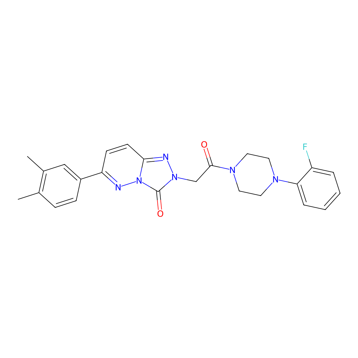 6-(3,4-dimethylphenyl)-2-(2-(4-(2-fluorophenyl)piperazin-1-yl)-2-oxoethyl)-[1,2,4]triazolo[4,3-b]pyridazin-3(2H)-one molecular structure, CAS 1189695-22-4