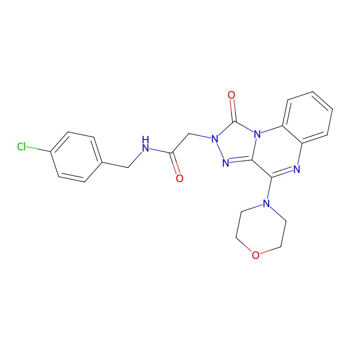 N-(4-chlorobenzyl)-2-(4-morpholino-1-oxo-[1,2,4]triazolo[4,3-a]quinoxalin-2(1H)-yl)acetamide molecular structure, CAS 1189695-44-0