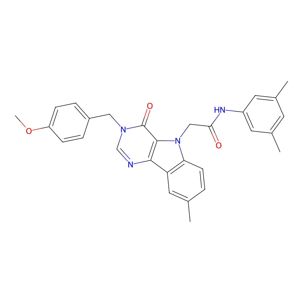 N-(3,5-dimethylphenyl)-2-(3-(4-methoxybenzyl)-8-methyl-4-oxo-3H-pyrimido[5,4-b]indol-5(4H)-yl)acetamide molecular structure, CAS 1189695-46-2