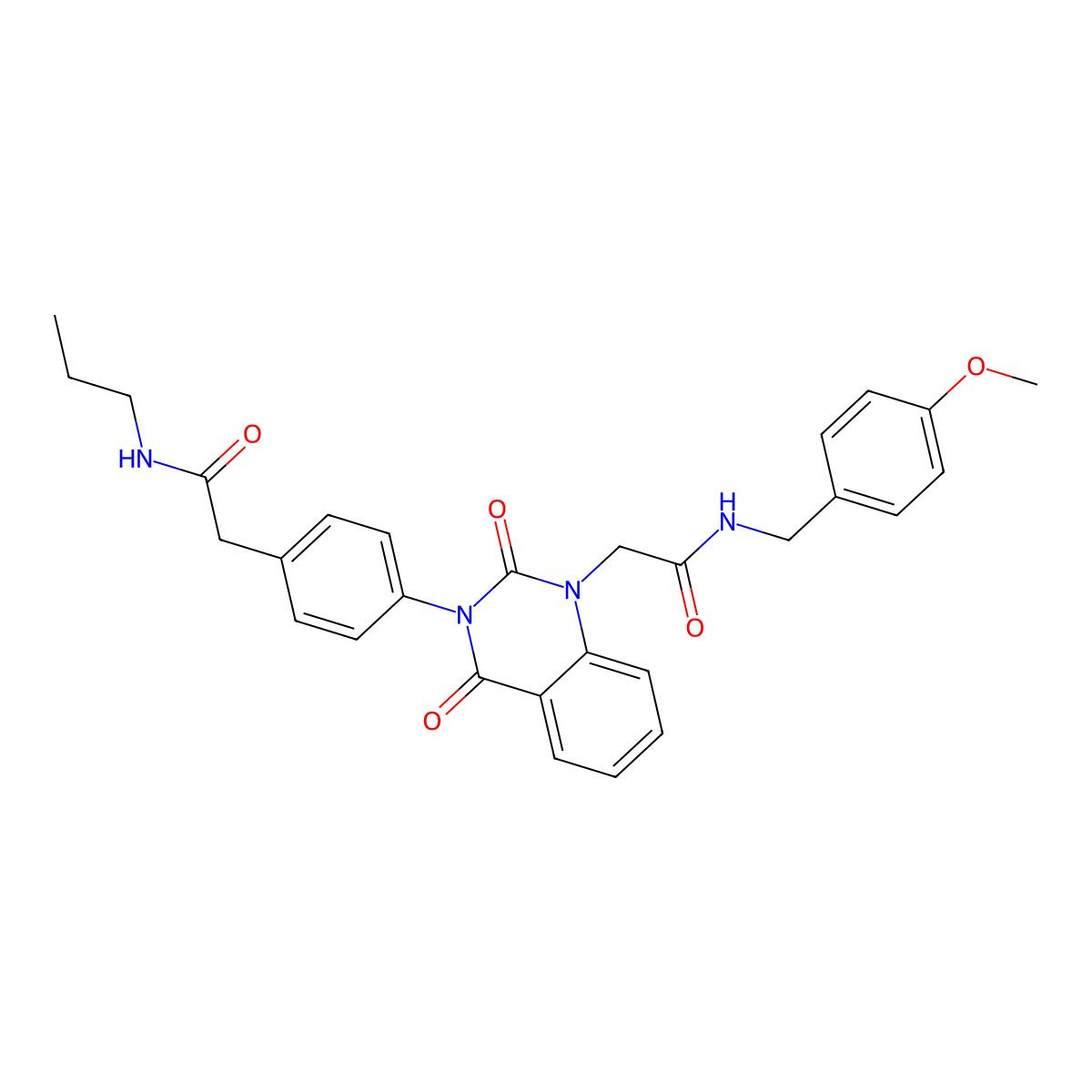 2-(2,4-dioxo-3-(4-(2-oxo-2-(propylamino)ethyl)phenyl)-3,4-dihydroquinazolin-1(2H)-yl)-N-(4-methoxybenzyl)acetamide molecular structure, CAS 1189696-50-1