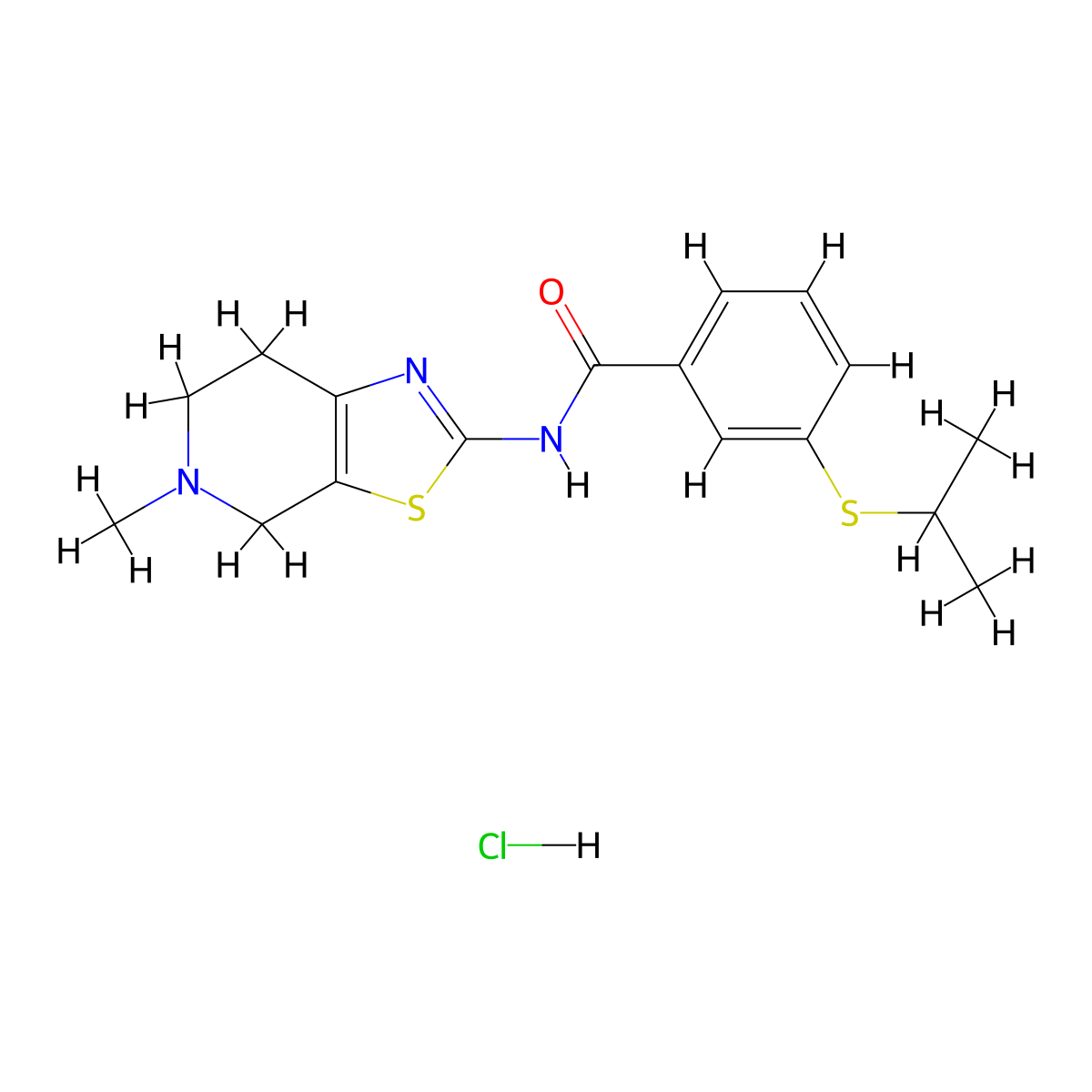 3-(isopropylthio)-N-(5-methyl-4,5,6,7-tetrahydrothiazolo[5,4-c]pyridin-2-yl)benzamide hydrochloride molecular structure, CAS 1189696-70-5