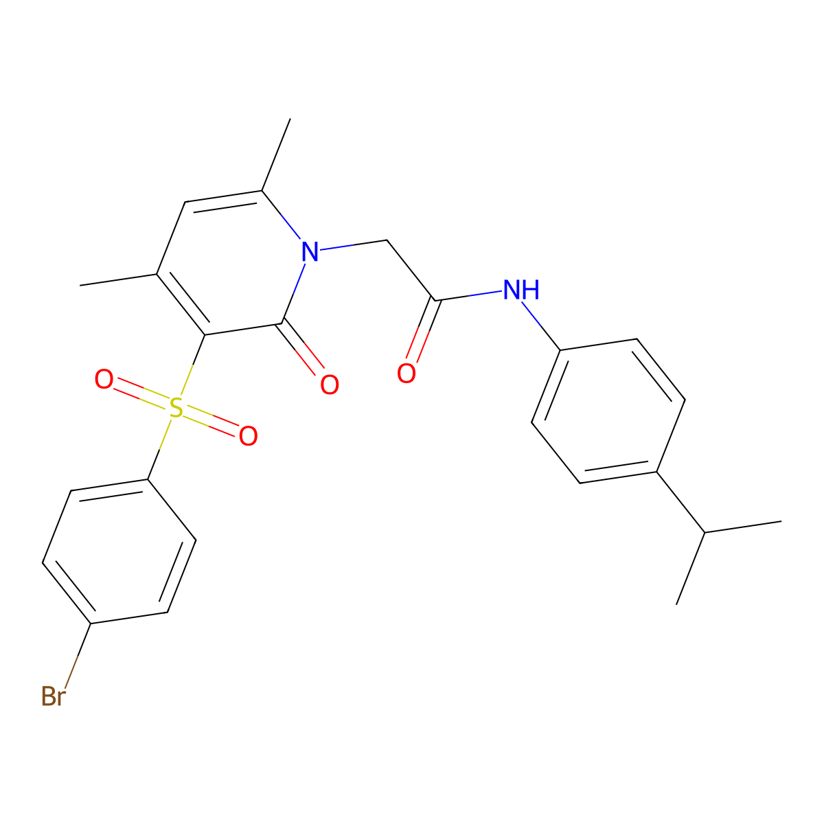 2-(3-((4-bromophenyl)sulfonyl)-4,6-dimethyl-2-oxopyridin-1(2H)-yl)-N-(4-isopropylphenyl)acetamide molecular structure, CAS 1189697-82-2