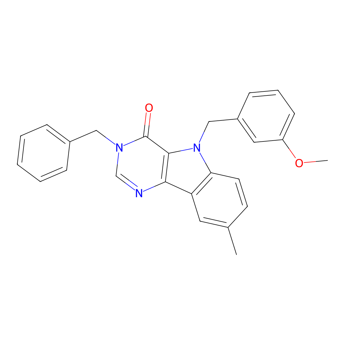 3-benzyl-5-(3-methoxybenzyl)-8-methyl-3H-pyrimido[5,4-b]indol-4(5H)-one molecular structure, CAS 1189698-60-9