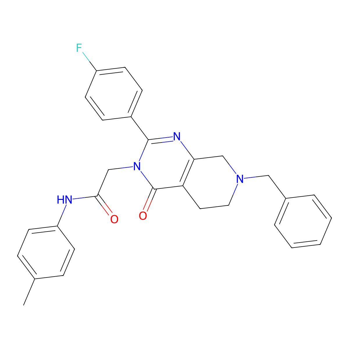 2-[7-benzyl-2-(4-fluorophenyl)-4-oxo-3H,4H,5H,6H,7H,8H-pyrido[3,4-d]pyrimidin-3-yl]-N-(4-methylphenyl)acetamide molecular structure, CAS 1189698-74-5