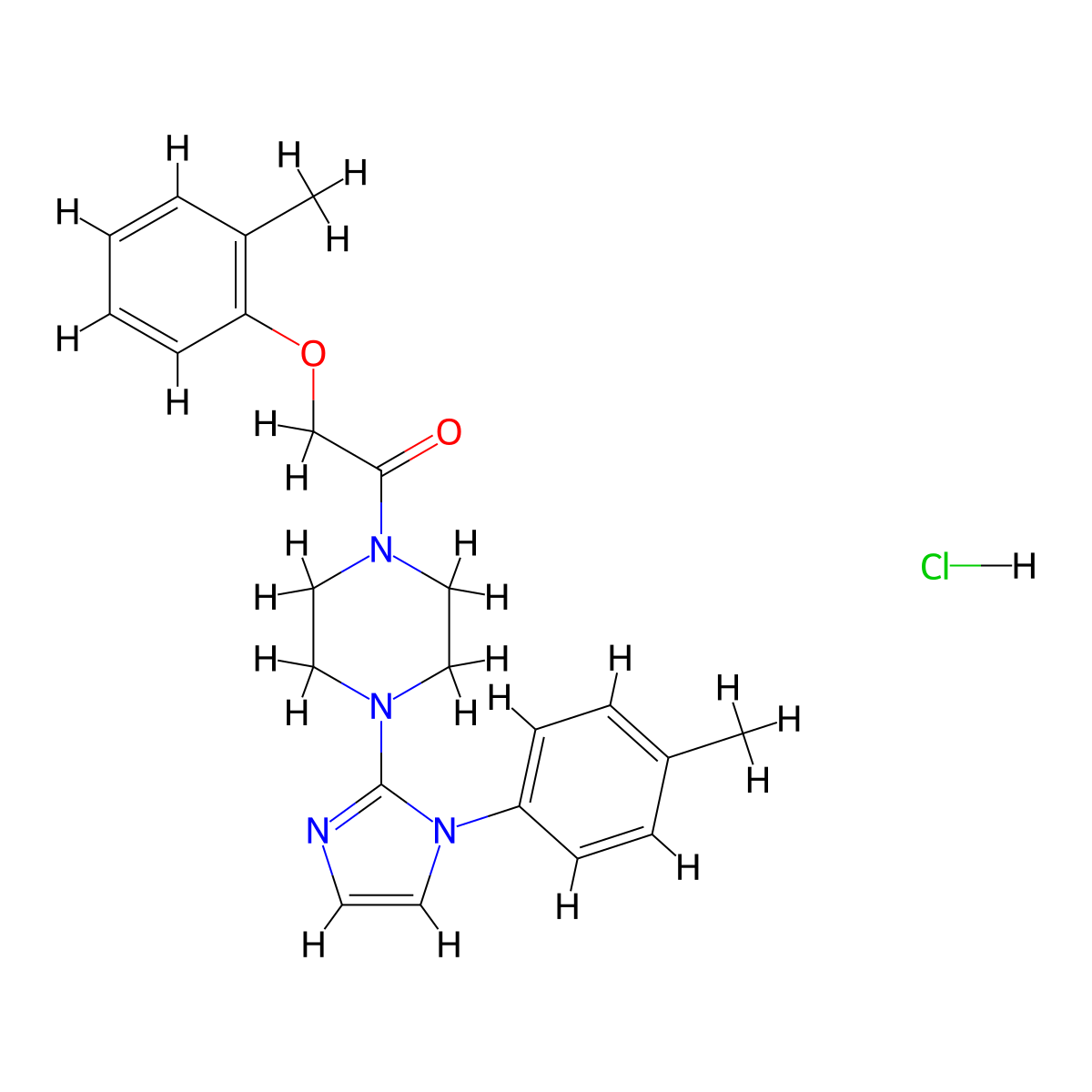 1-(4-(1-(p-tolyl)-1H-imidazol-2-yl)piperazin-1-yl)-2-(o-tolyloxy)ethanone hydrochloride molecular structure, CAS 1189698-95-0