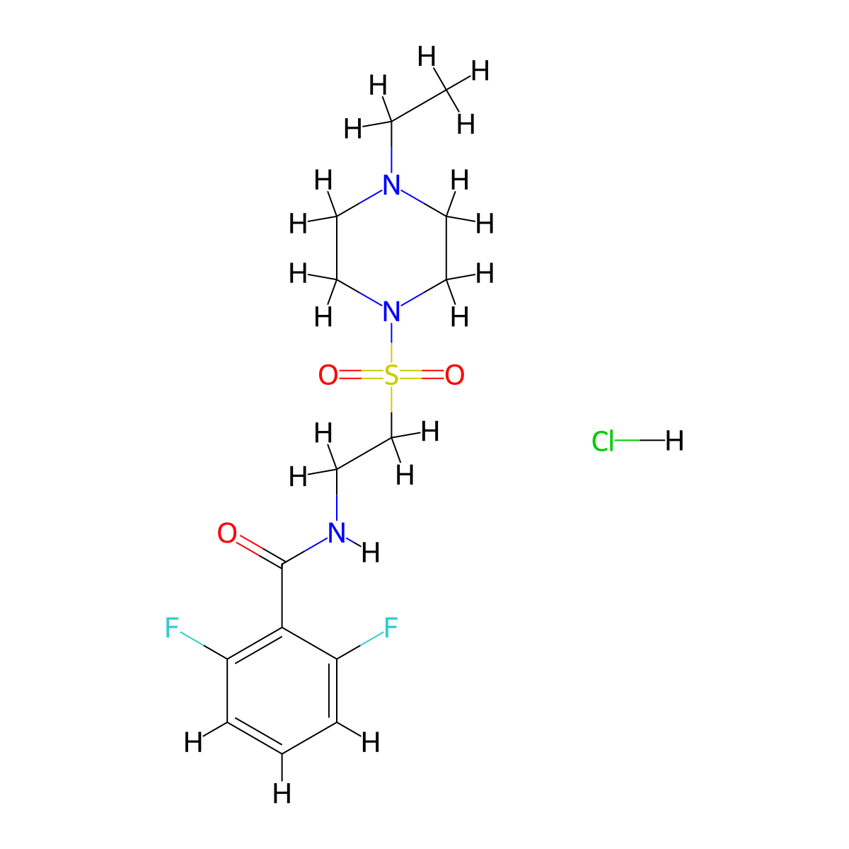 N-{2-[(4-ethylpiperazin-1-yl)sulfonyl]ethyl}-2,6-difluorobenzamide hydrochloride molecular structure, CAS 1189698-96-1