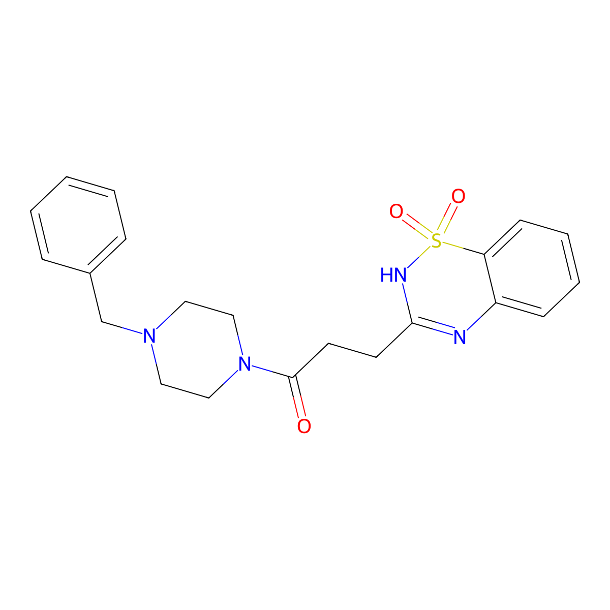 3-[3-(4-benzylpiperazin-1-yl)-3-oxopropyl]-2H-1,2,4-benzothiadiazine 1,1-dioxide molecular structure, CAS 1189699-78-2