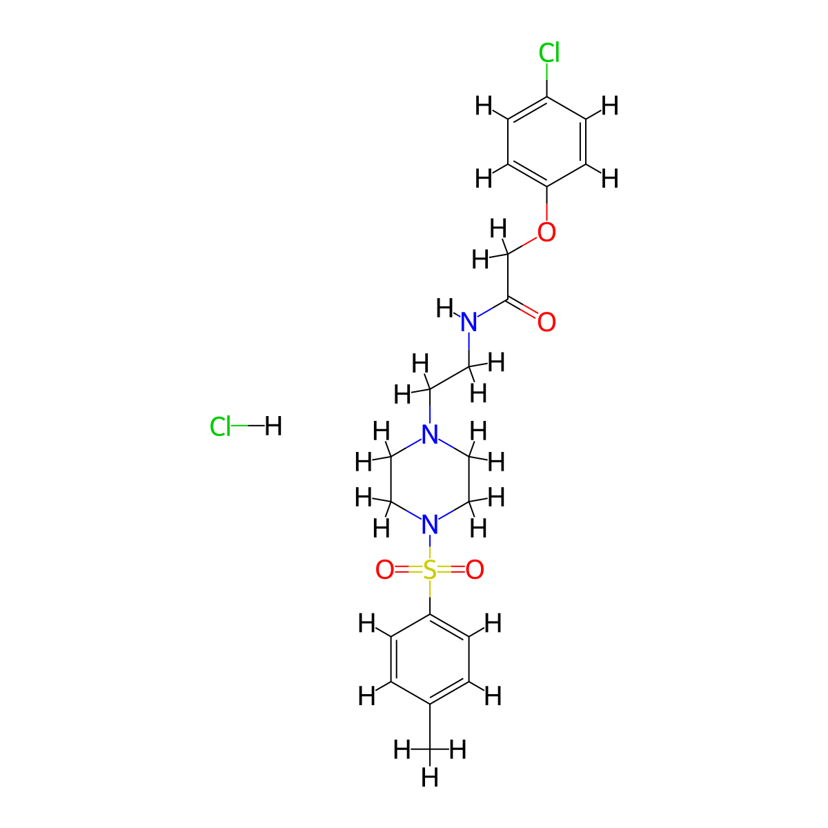 2-(4-chlorophenoxy)-N-(2-(4-tosylpiperazin-1-yl)ethyl)acetamide hydrochloride molecular structure, CAS 1189699-92-0