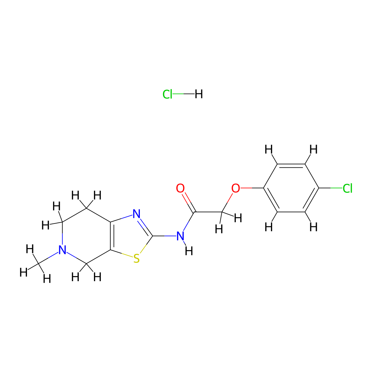 2-(4-chlorophenoxy)-N-(5-methyl-4,5,6,7-tetrahydrothiazolo[5,4-c]pyridin-2-yl)acetamide hydrochloride molecular structure, CAS 1189700-63-7