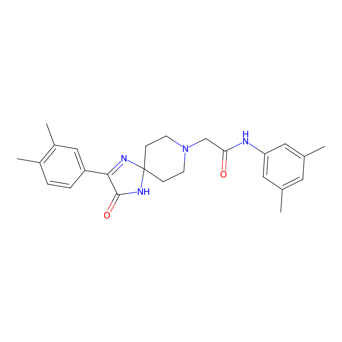 N-(3,5-dimethylphenyl)-2-(2-(3,4-dimethylphenyl)-3-oxo-1,4,8-triazaspiro[4.5]dec-1-en-8-yl)acetamide molecular structure, CAS 1189701-16-3