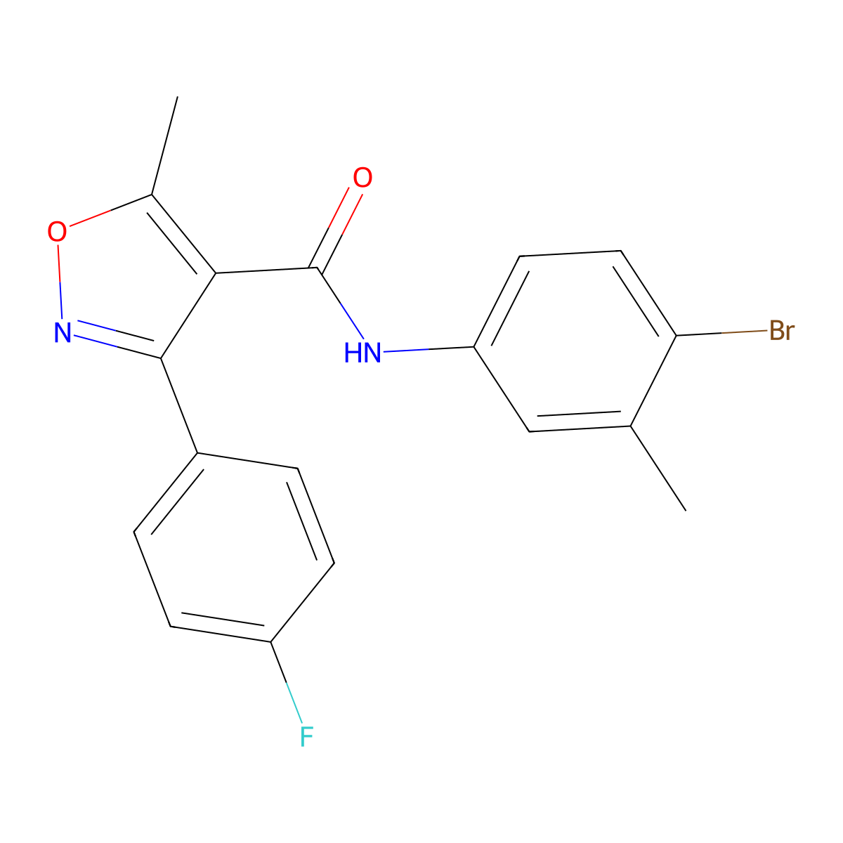 N-(4-bromo-3-methylphenyl)-3-(4-fluorophenyl)-5-methylisoxazole-4-carboxamide molecular structure, CAS 1189701-24-3