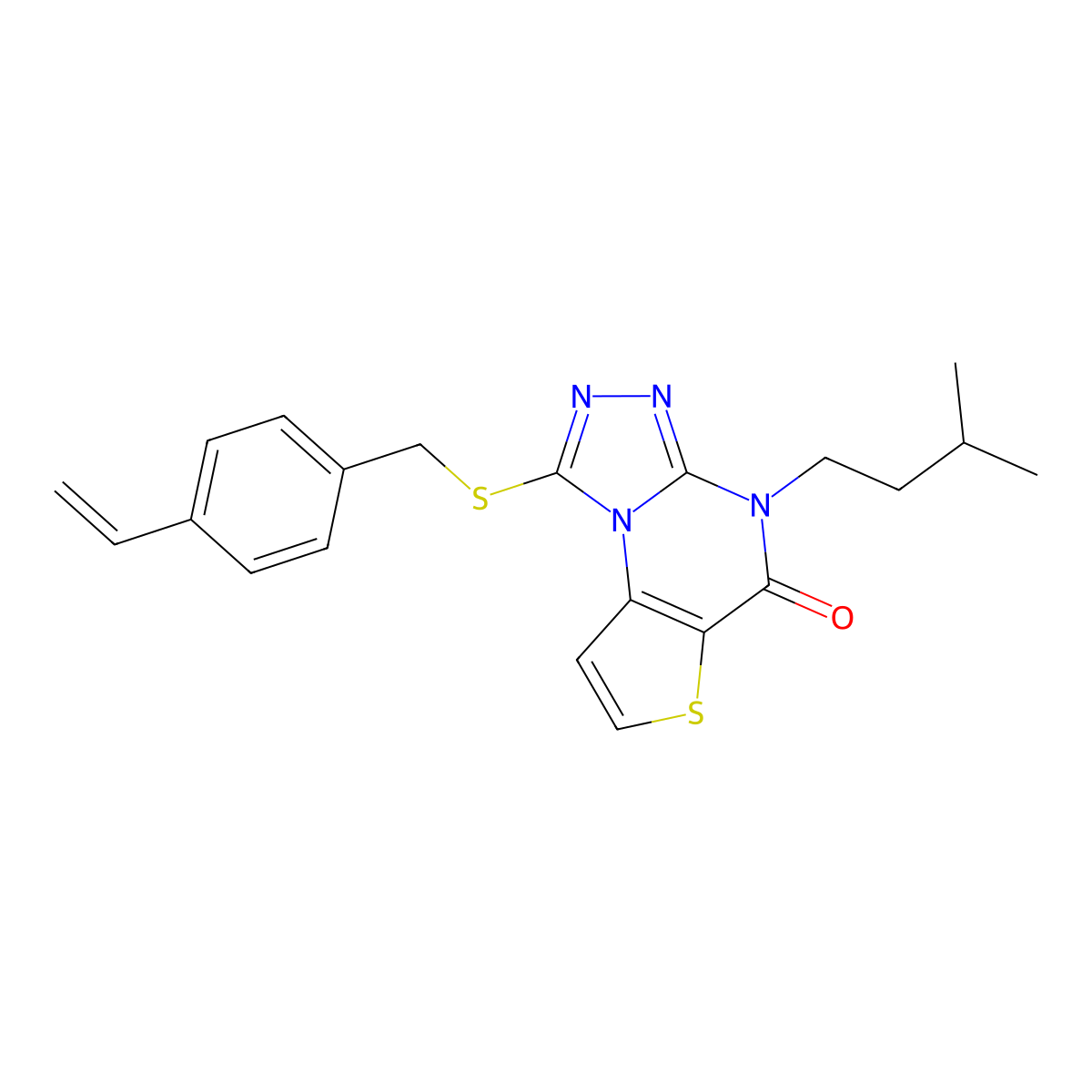 12-{[(4-Ethenylphenyl)methyl]sulfanyl}-8-(3-methylbutyl)-5-thia-1,8,10,11-tetraazatricyclo[7.3.0.0^{2,6}]dodeca-2(6),3,9,11-tetraen-7-one molecular structure, CAS 1189701-61-8