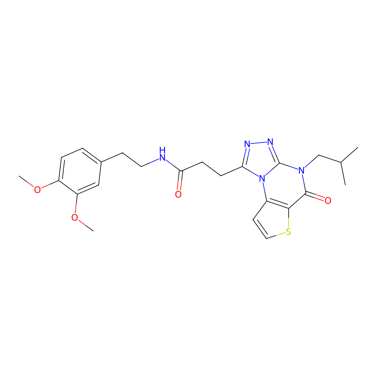 N-[2-(3,4-dimethoxyphenyl)ethyl]-3-[8-(2-methylpropyl)-7-oxo-5-thia-1,8,10,11-tetraazatricyclo[7.3.0.0^{2,6}]dodeca-2(6),3,9,11-tetraen-12-yl]propanamide molecular structure, CAS 1189702-23-5