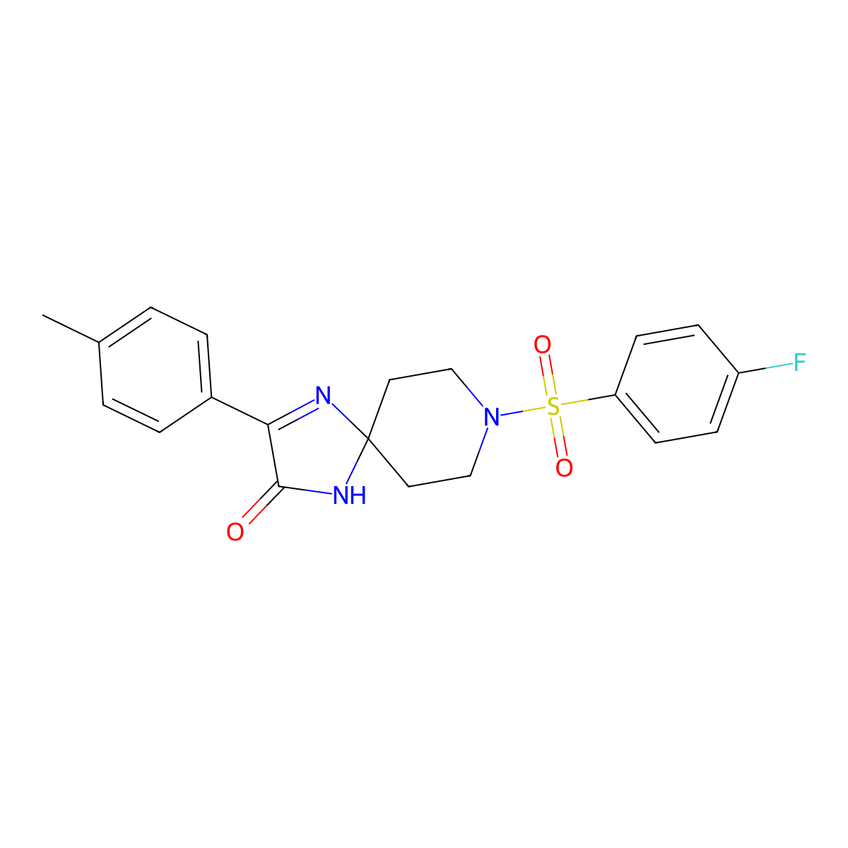 8-((4-Fluorophenyl)sulfonyl)-3-(p-tolyl)-1,4,8-triazaspiro[4.5]dec-3-en-2-one molecular structure, CAS 1189703-31-8