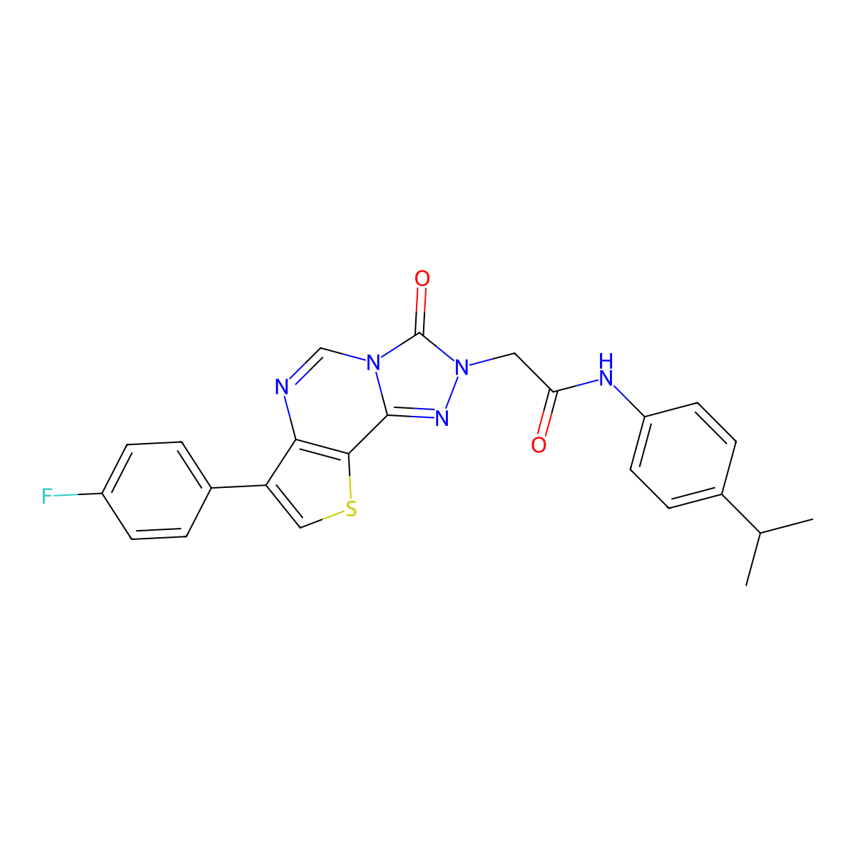 2-[10-(4-fluorophenyl)-5-oxo-12-thia-3,4,6,8-tetraazatricyclo[7.3.0.0^{2,6}]dodeca-1(9),2,7,10-tetraen-4-yl]-N-[4-(propan-2-yl)phenyl]acetamide molecular structure, CAS 1189704-03-7