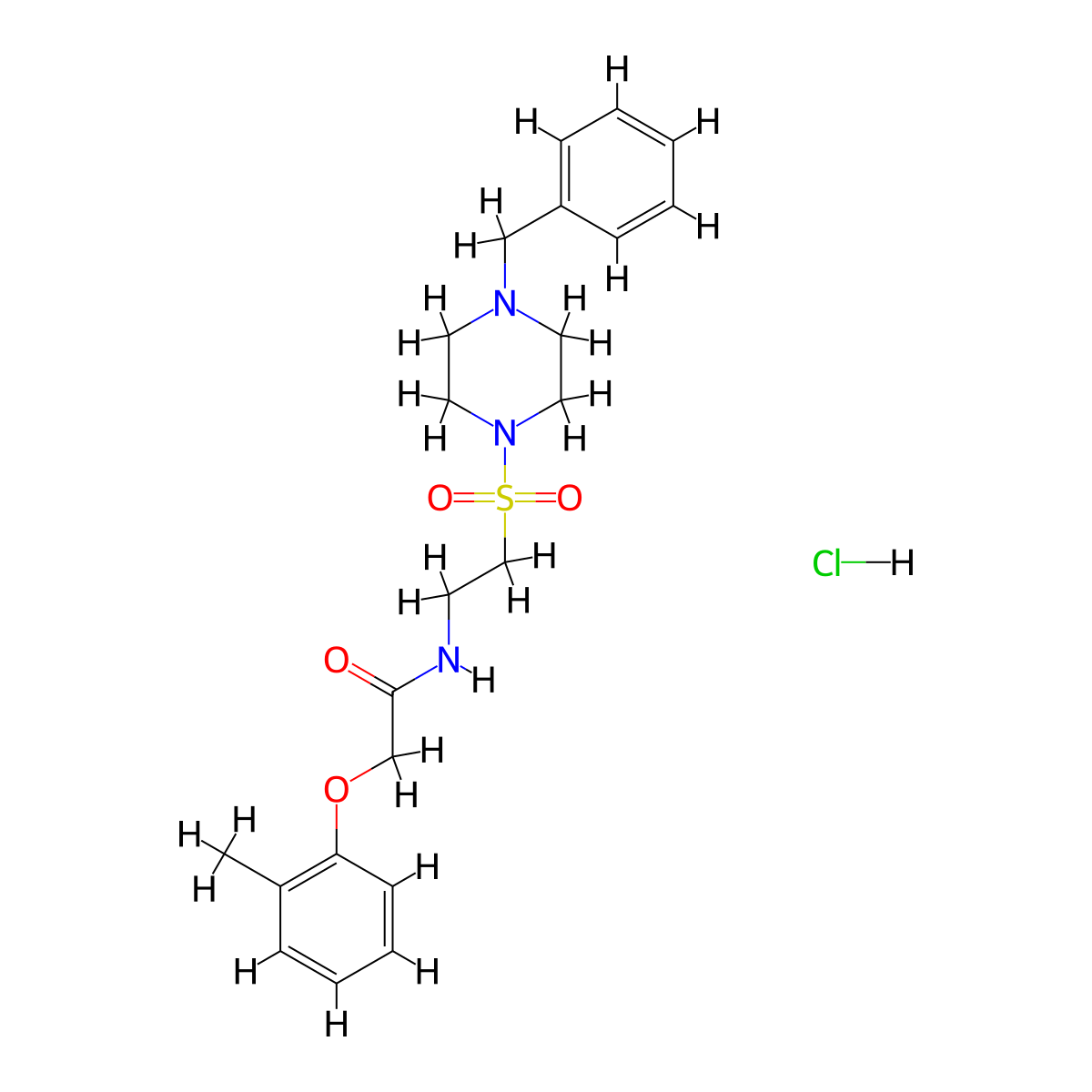 N-(2-((4-benzylpiperazin-1-yl)sulfonyl)ethyl)-2-(o-tolyloxy)acetamide hydrochloride molecular structure, CAS 1189704-42-4