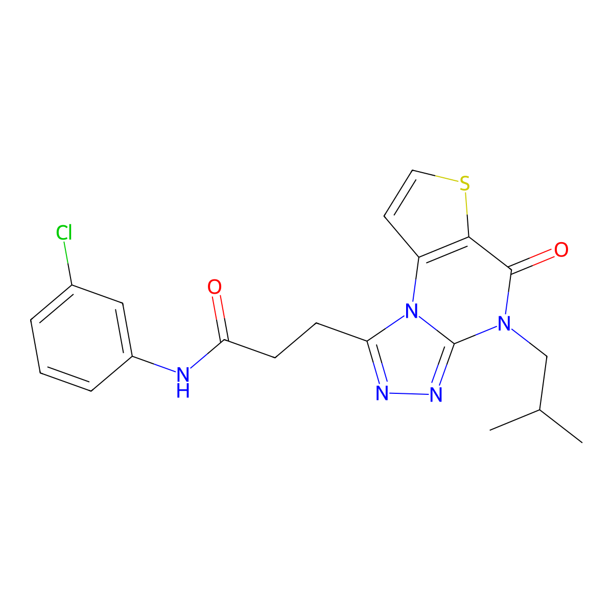 N-(3-chlorophenyl)-3-(4-isobutyl-5-oxo-4,5-dihydrothieno[2,3-e][1,2,4]triazolo[4,3-a]pyrimidin-1-yl)propanamide molecular structure, CAS 1189704-83-3
