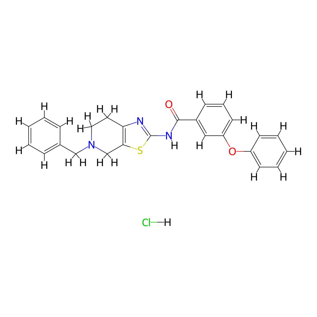 N-(5-benzyl-4,5,6,7-tetrahydrothiazolo[5,4-c]pyridin-2-yl)-3-phenoxybenzamide hydrochloride molecular structure, CAS 1189704-90-2