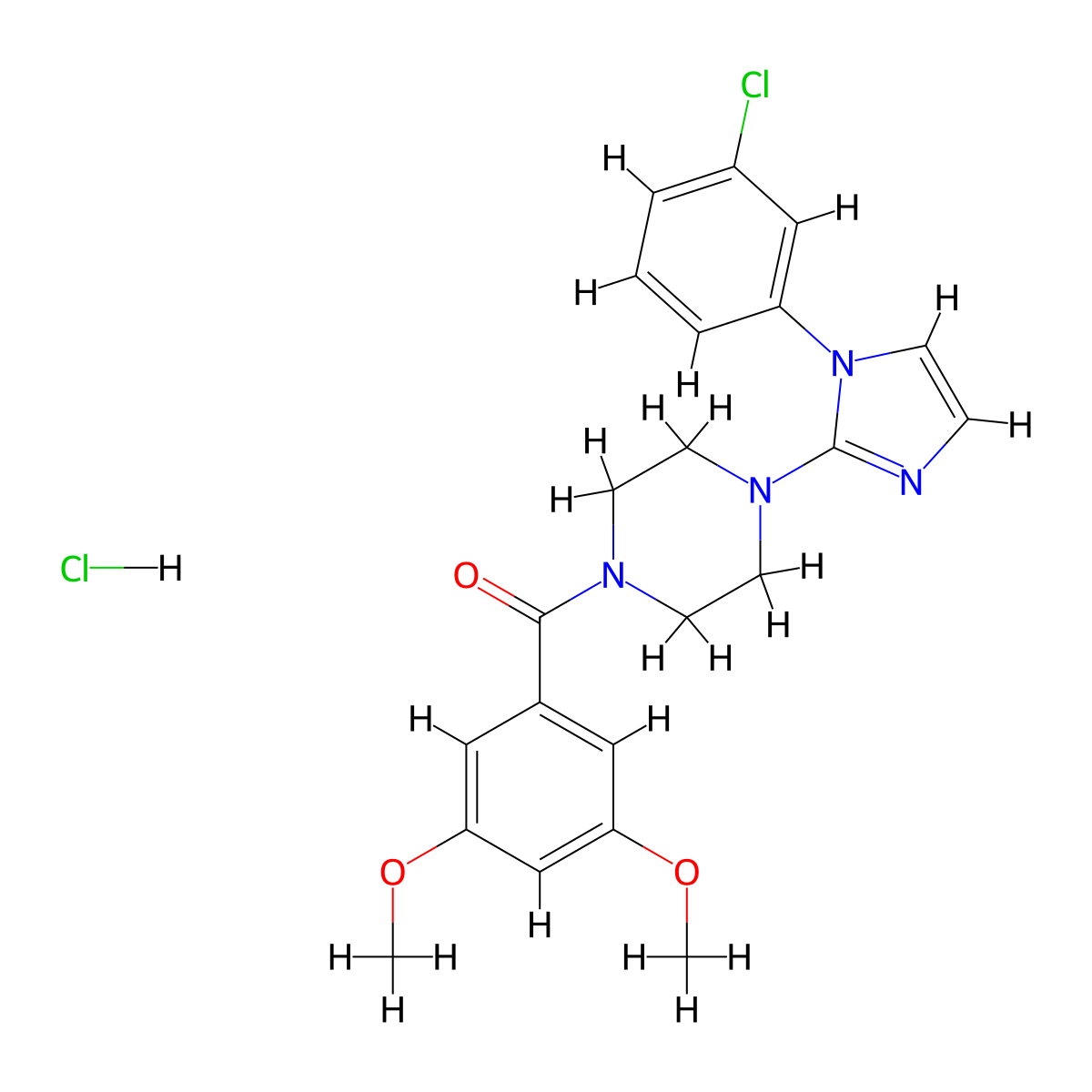 (4-(1-(3-chlorophenyl)-1H-imidazol-2-yl)piperazin-1-yl)(3,5-dimethoxyphenyl)methanone hydrochloride molecular structure, CAS 1189706-50-0