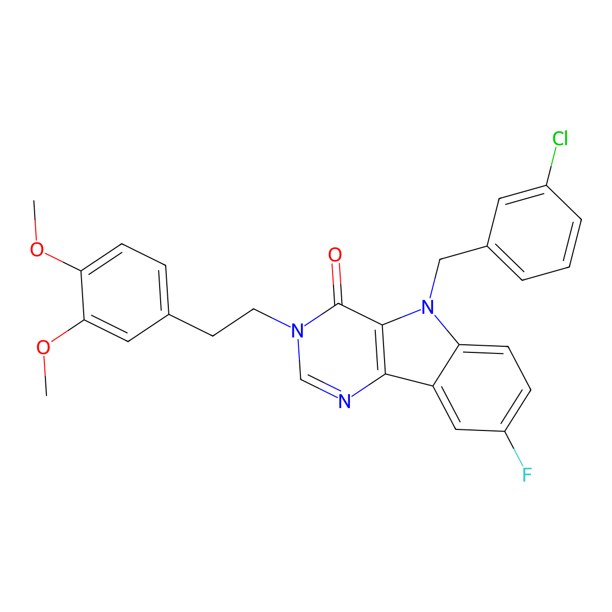 5-(3-chlorobenzyl)-3-(3,4-dimethoxyphenethyl)-8-fluoro-3H-pyrimido[5,4-b]indol-4(5H)-one molecular structure, CAS 1189707-72-9