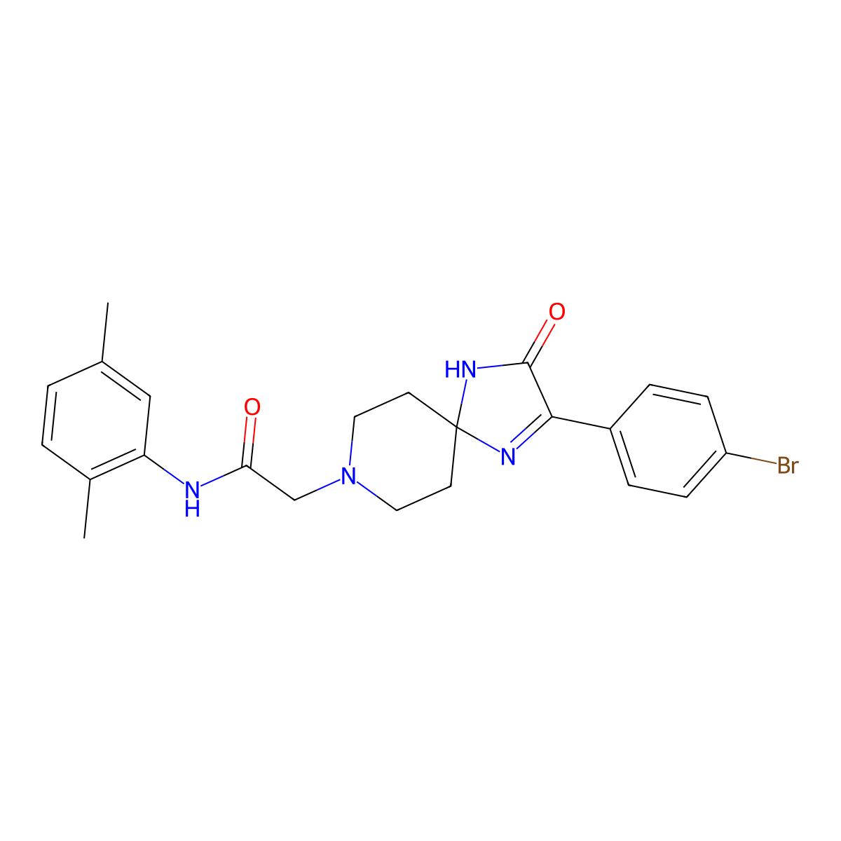 2-(2-(4-bromophenyl)-3-oxo-1,4,8-triazaspiro[4.5]dec-1-en-8-yl)-N-(2,5-dimethylphenyl)acetamide molecular structure, CAS 1189708-34-6