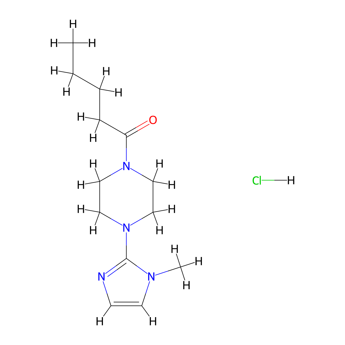 1-[4-(1-methyl-1H-imidazol-2-yl)piperazin-1-yl]pentan-1-one hydrochloride molecular structure, CAS 1189708-95-9