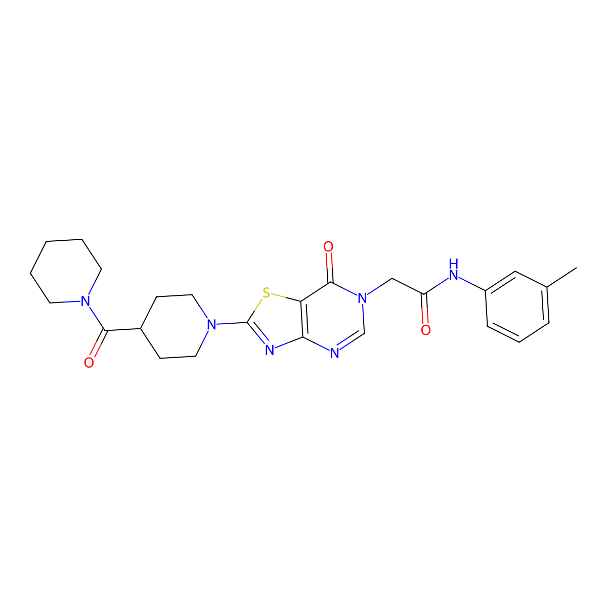 2-(7-oxo-2-(4-(piperidine-1-carbonyl)piperidin-1-yl)thiazolo[4,5-d]pyrimidin-6(7H)-yl)-N-(m-tolyl)acetamide molecular structure, CAS 1189709-02-1