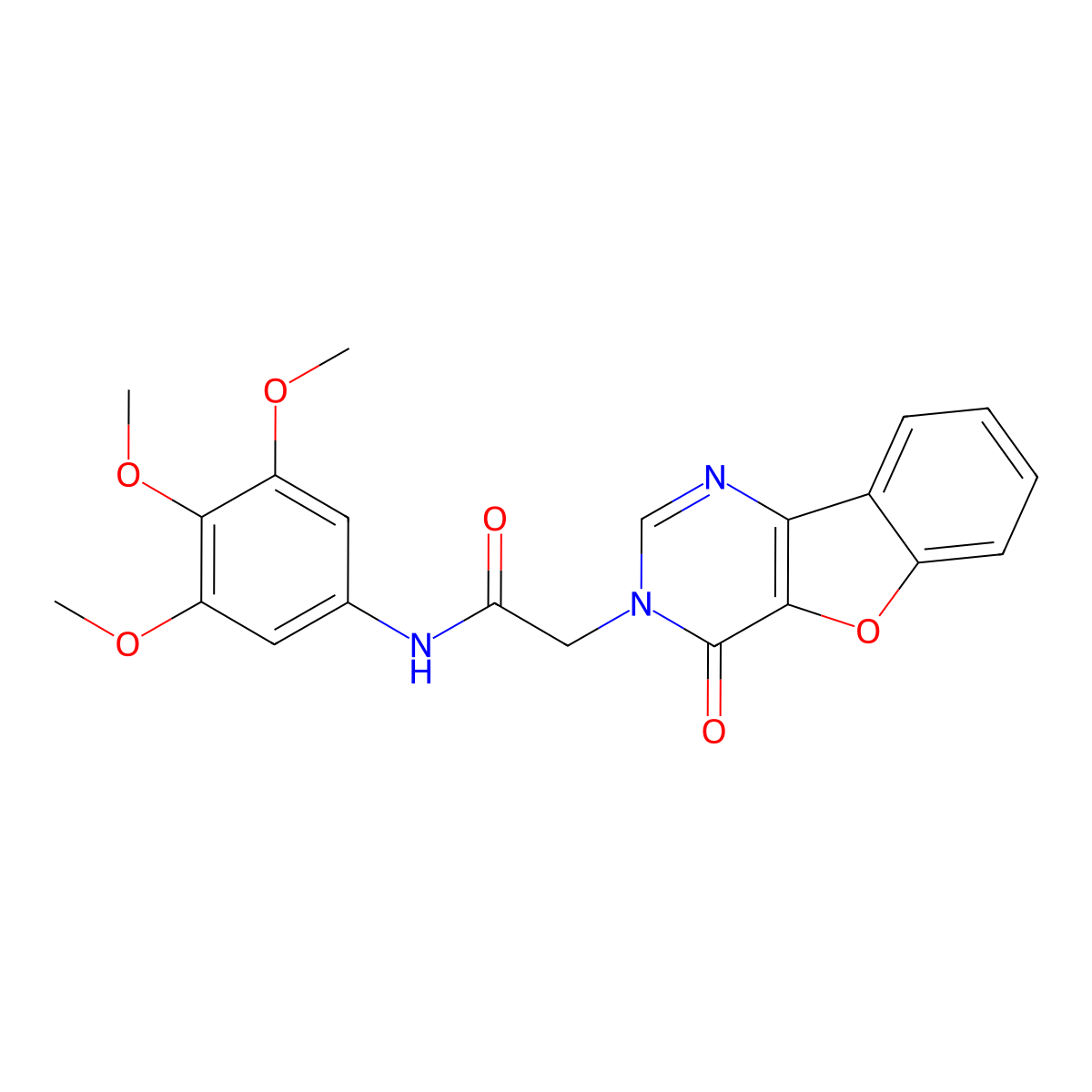 2-{6-oxo-8-oxa-3,5-diazatricyclo[7.4.0.0^{2,7}]trideca-1(9),2(7),3,10,12-pentaen-5-yl}-N-(3,4,5-trimethoxyphenyl)acetamide molecular structure, CAS 1189709-44-1