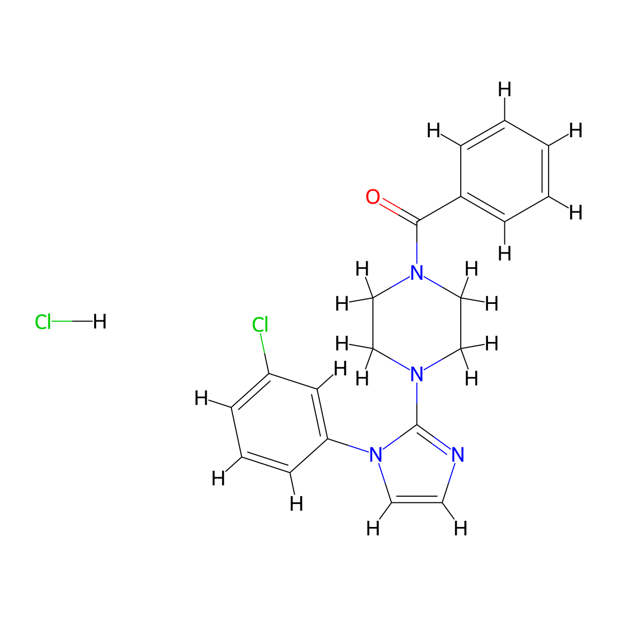(4-(1-(3-chlorophenyl)-1H-imidazol-2-yl)piperazin-1-yl)(phenyl)methanone hydrochloride molecular structure, CAS 1189710-75-5