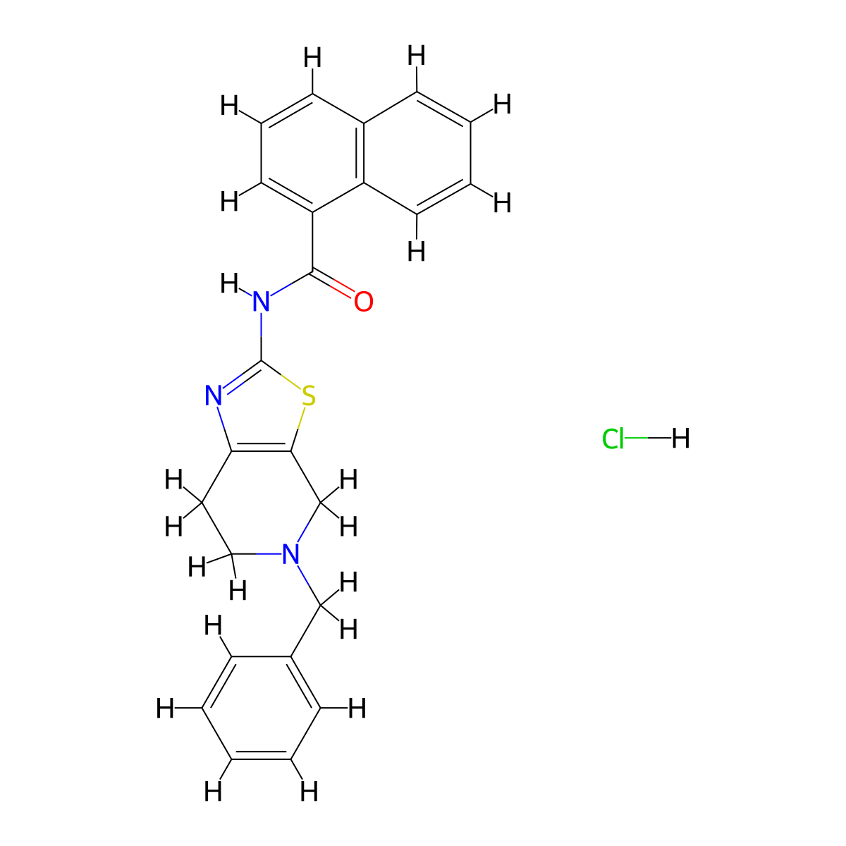 N-(5-benzyl-4,5,6,7-tetrahydrothiazolo[5,4-c]pyridin-2-yl)-1-naphthamide hydrochloride molecular structure, CAS 1189712-42-2