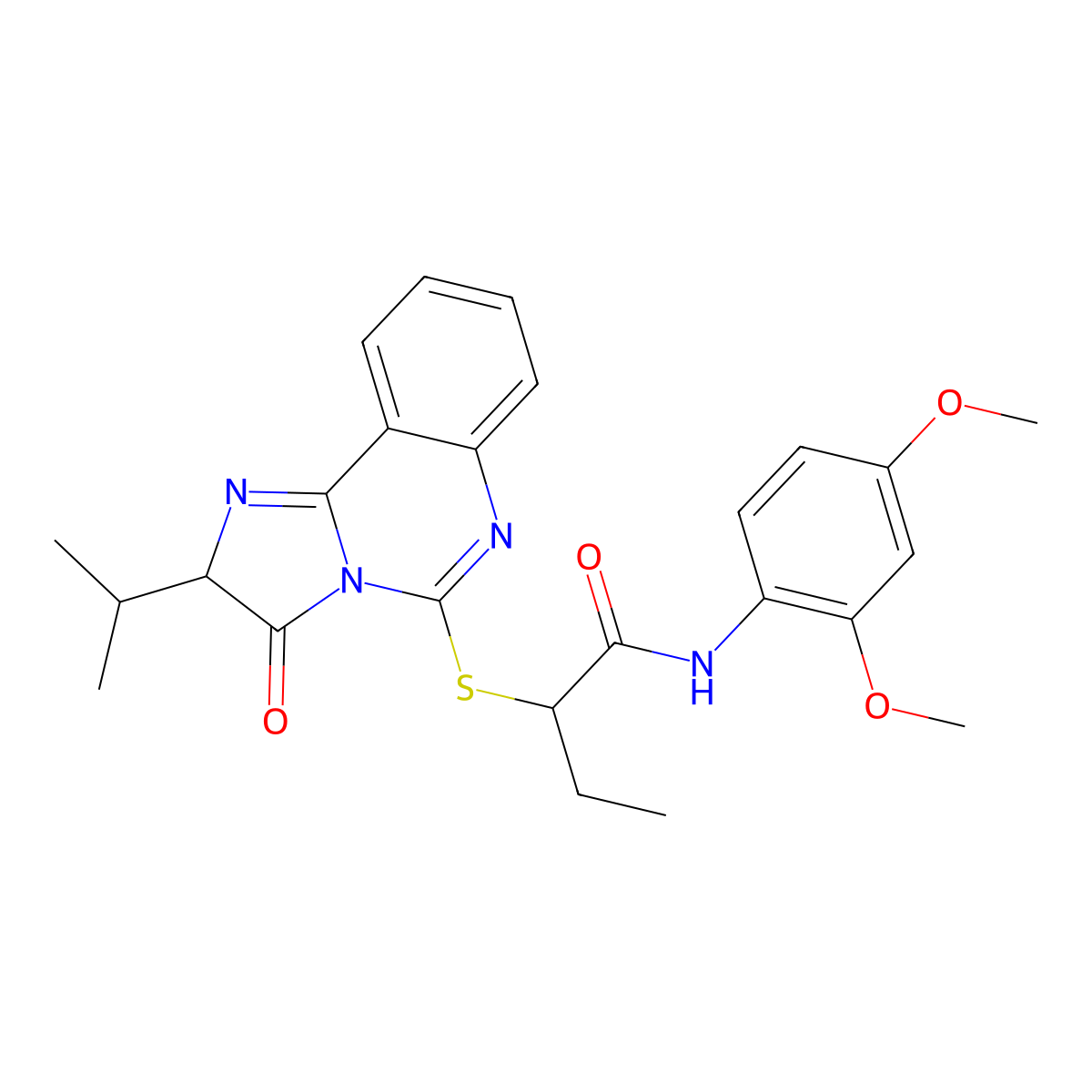 N-(2,4-dimethoxyphenyl)-2-((2-isopropyl-3-oxo-2,3-dihydroimidazo[1,2-c]quinazolin-5-yl)thio)butanamide molecular structure, CAS 1189714-03-1