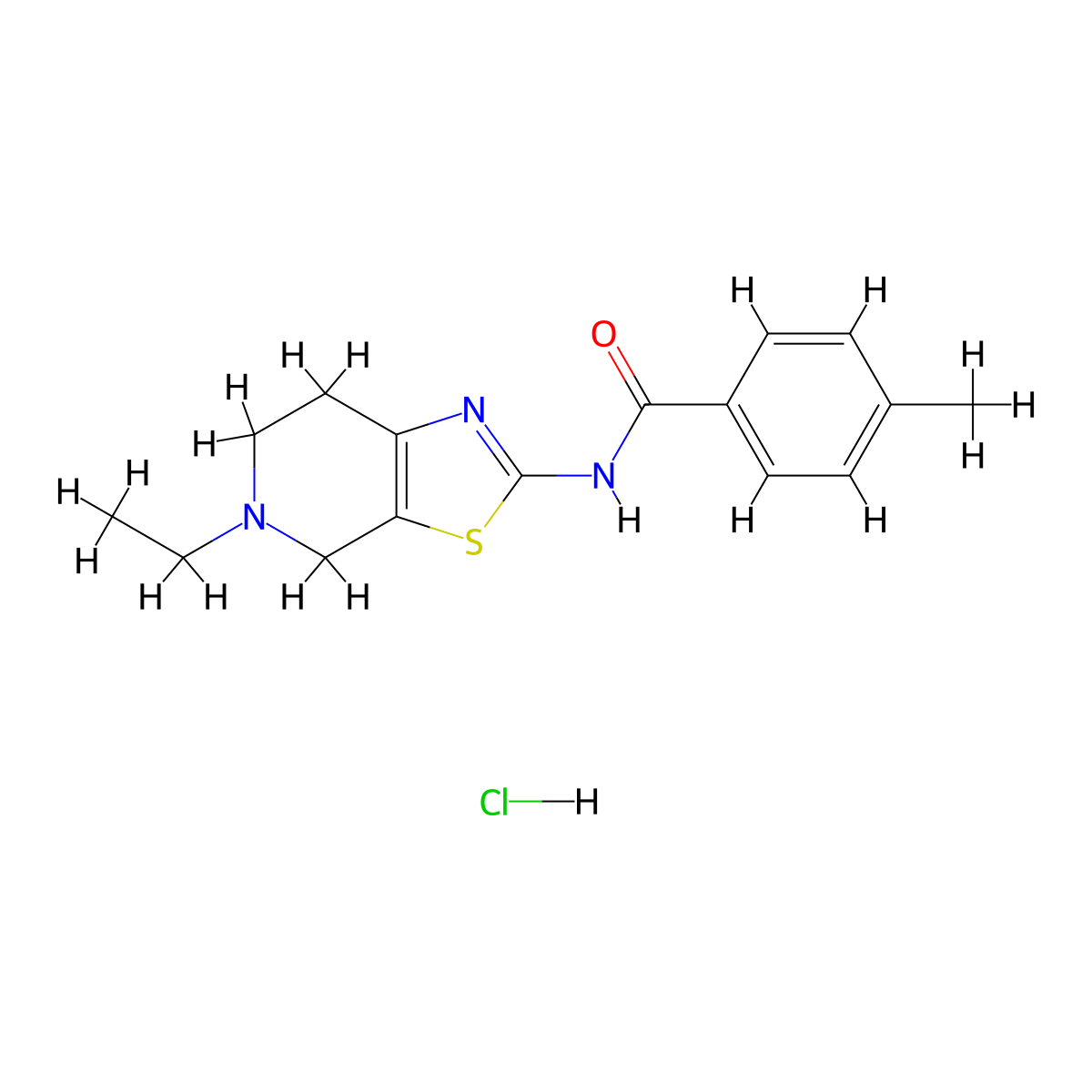N-(5-ethyl-4,5,6,7-tetrahydrothiazolo[5,4-c]pyridin-2-yl)-4-methylbenzamide hydrochloride molecular structure, CAS 1189714-88-2