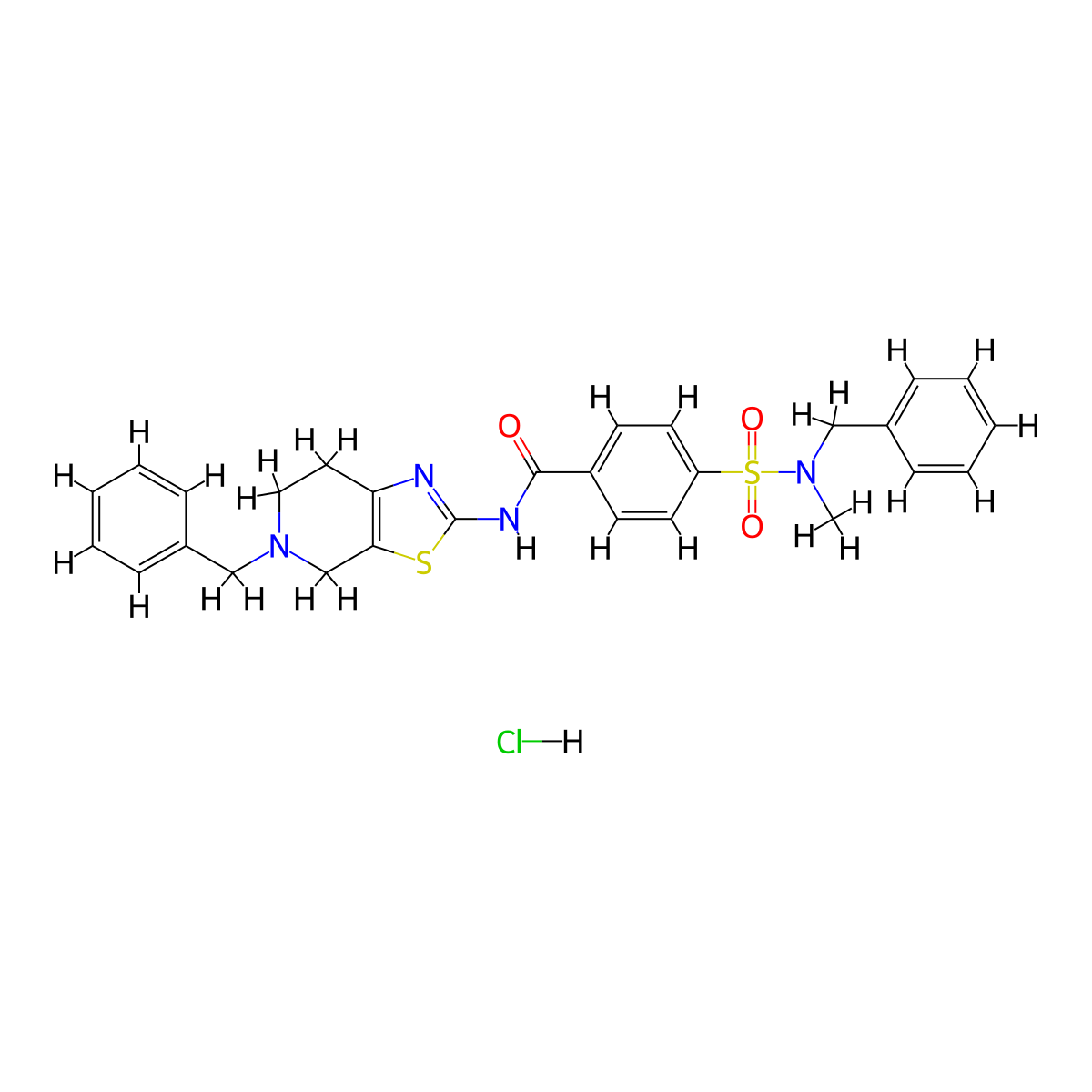 N-(5-benzyl-4,5,6,7-tetrahydrothiazolo[5,4-c]pyridin-2-yl)-4-(N-benzyl-N-methylsulfamoyl)benzamide hydrochloride molecular structure, CAS 1189715-01-2